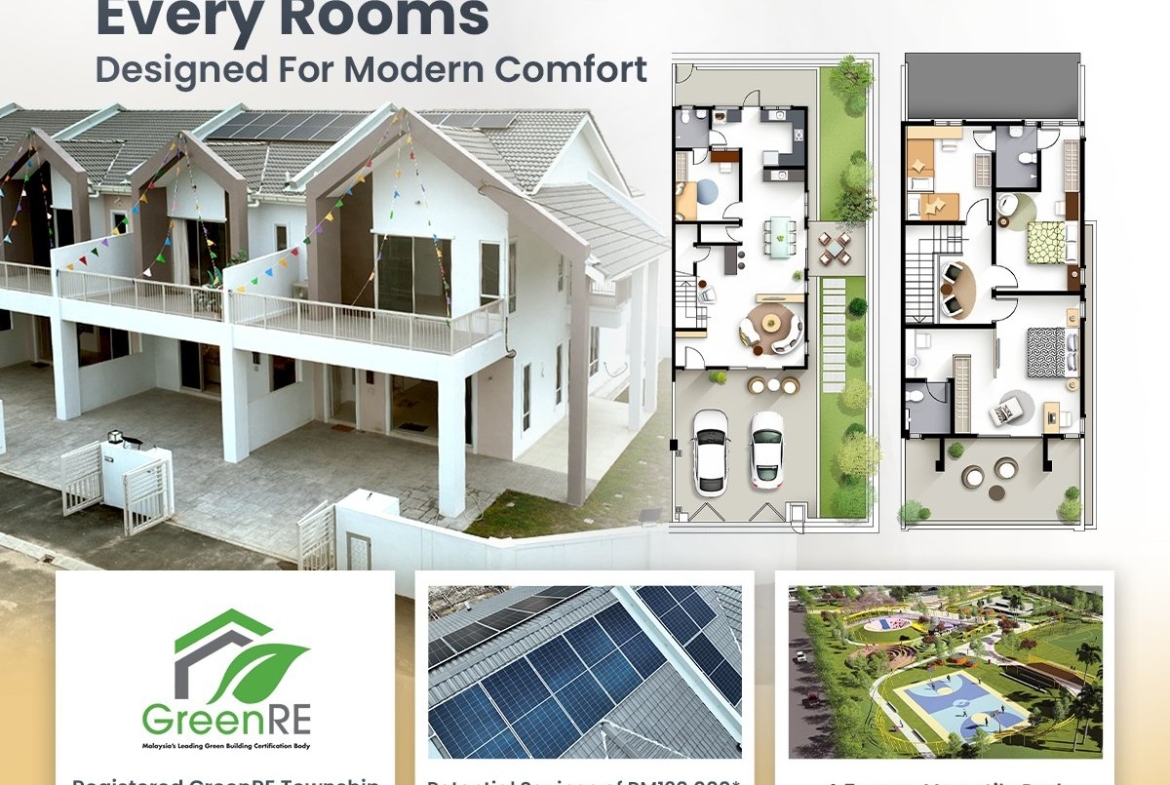 Klemeru 2 double-storey home in Klebang-Meru, Ipoh with solar panel and EV car isolator