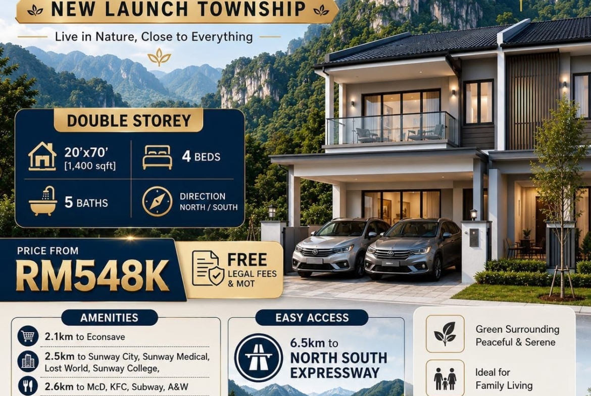 New Double Storey House for Sale in Ipoh Sunway Bercham