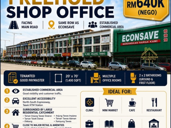 Freehold Shop For Sale in Tawas Indah Jalan Kuala Kangsar Ipoh